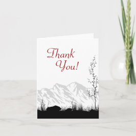 Silhouette Mountain Zwart, Wit en Rood Dank u Bedankkaart
