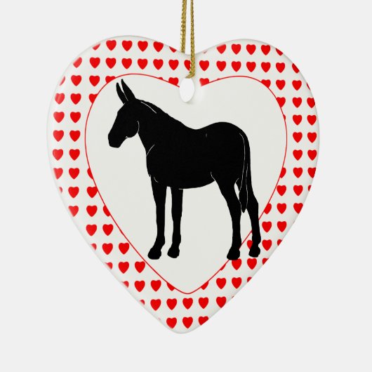 Silhouette Mule Hearts Keramisch Ornament (Rechts)