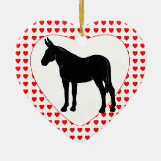 Silhouette Mule Hearts Keramisch Ornament