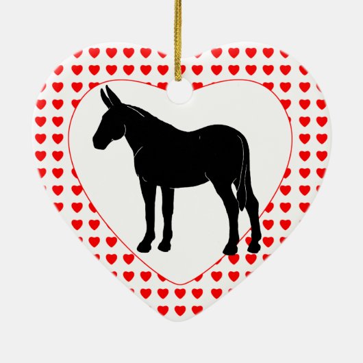 Silhouette Mule Hearts Keramisch Ornament (Achterkant)