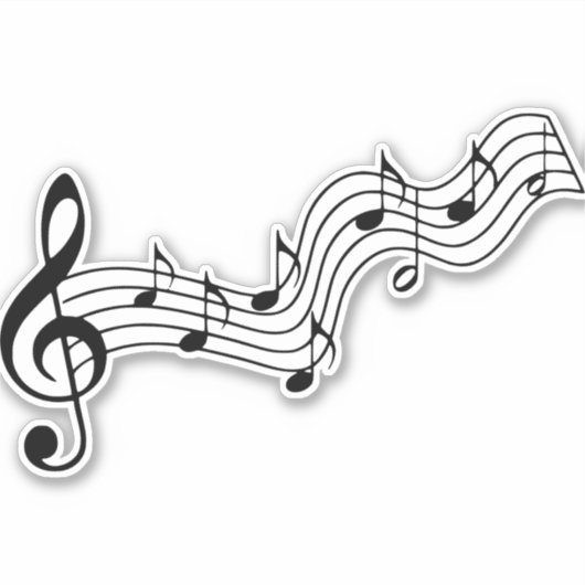 silhouette-musical-note-clef-bass sticker (Voorkant)