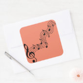 silhouette-musical-note-clef-bass vierkante sticker (Envelop)