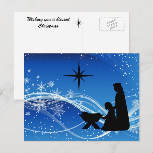 Silhouette Natitivity Scene Kerstmis Feestdagenkaart (Voorkant / Achterkant)