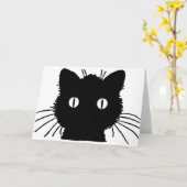 Silhouette of a black cat vintage illustration kaart (Gele Bloem)