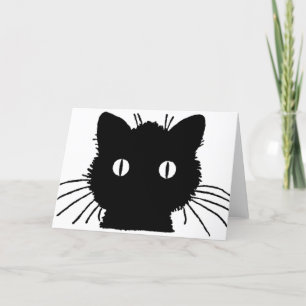 Silhouette of a black cat vintage illustration kaart