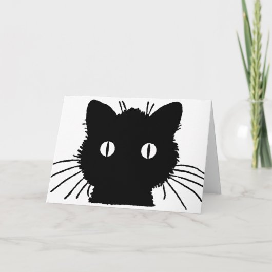 Silhouette of a black cat vintage illustration kaart (Voorkant)