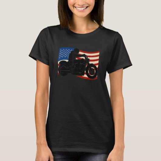 Silhouette of a person riding a motorcycle with am t-shirt (Voorkant)