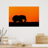Silhouette of an Elephant at Sunset Poster (Keuken)