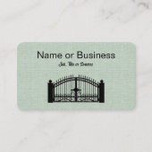 Silhouette of black fence on green visitekaartje (Voorkant)