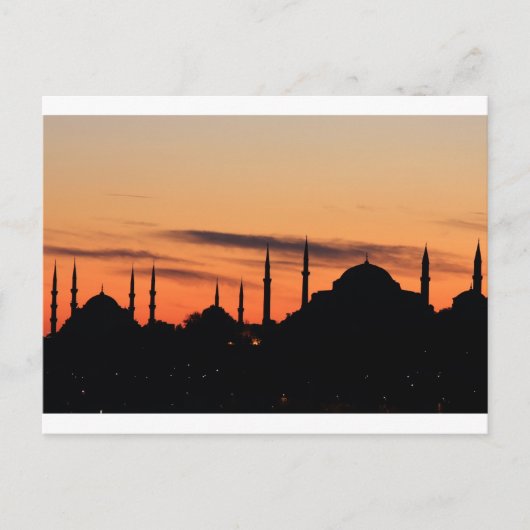 Silhouette of Blue moskee and Hagia Sophia Briefkaart (Voorkant)