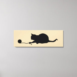 Silhouette of Cat bij Play Canvas Afdruk