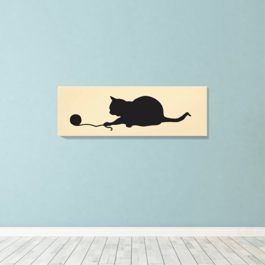 Silhouette of Cat bij Play Canvas Afdruk (Insitu (Houten vloer))