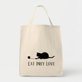Silhouette of Cat bij Play "Eat Prey Love" Tote Bag