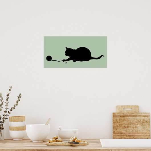 Silhouette of Cat bij Play Poster (Keuken)