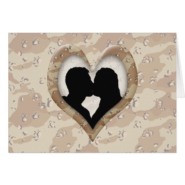 Silhouette of Couple Kissing (Camouflage Heart) (Voorkant Horizontaal)