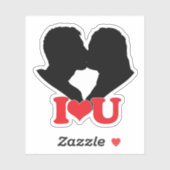 Silhouette of Couple Kissing With "I♥U" Sticker (Vel)