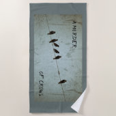 Silhouette of Crows Mystery Fan Grey and Blue Strandlaken (Voorkant)