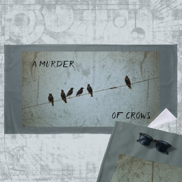 Silhouette of Crows Mystery Fan Grey and Blue Strandlaken