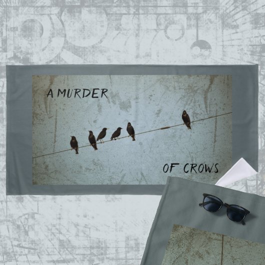 Silhouette of Crows Mystery Fan Grey and Blue Strandlaken