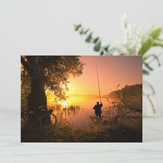 Silhouette of Fisherman op Sunset Lake (Staand voorkant)
