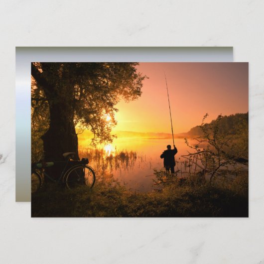 Silhouette of Fisherman op Sunset Lake (Voorkant / Achterkant)