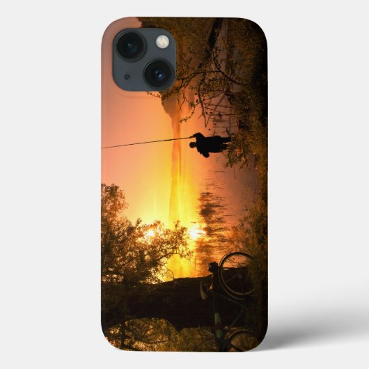 Silhouette of Fisherman op Sunset Lake Case-Mate iPhone Case (Achterkant)