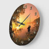 Silhouette of Fisherman op Sunset Lake Grote Klok (Hoek)
