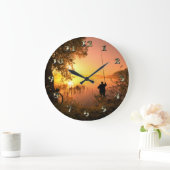 Silhouette of Fisherman op Sunset Lake Grote Klok (Huis)