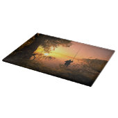 Silhouette of Fisherman op Sunset Lake Snijplank (Hoek)