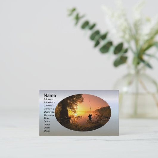 Silhouette of Fisherman op Sunset Lake Visitekaartje (Staand voorkant)
