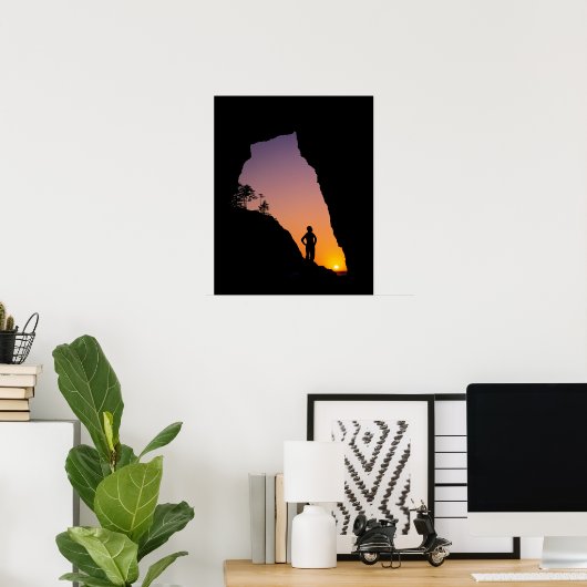 Silhouette of hiker, Point of the Arches, Poster (Thuiskantoor)