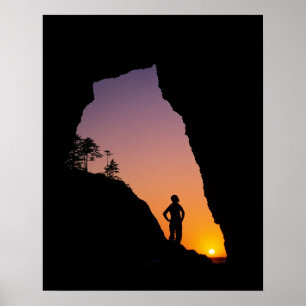 Silhouette of hiker, Point of the Arches, Poster