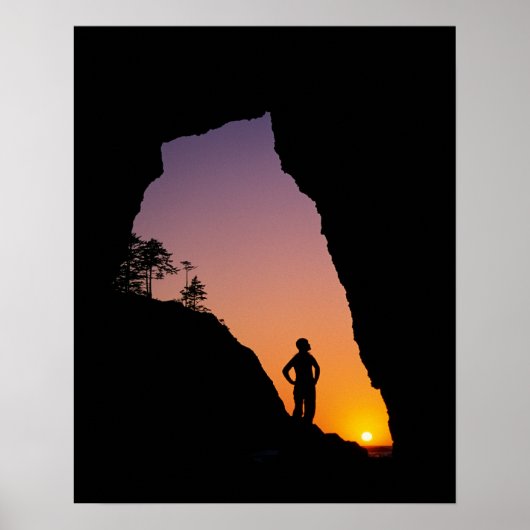 Silhouette of hiker, Point of the Arches, Poster (Voorkant)