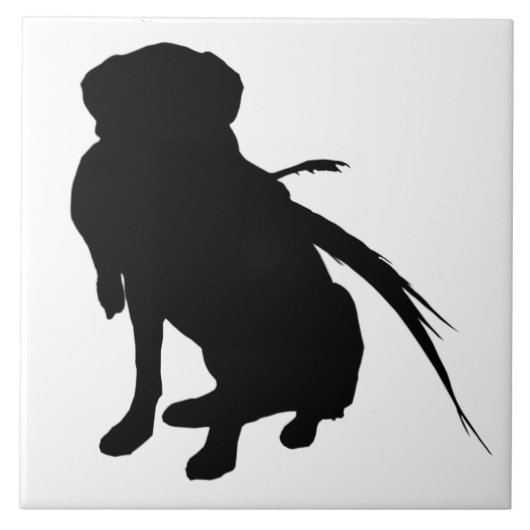 Silhouette of Labrador Retriever met fazant Tegeltje (Voorkant)