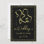 Silhouette of Lovers Line Art Wedding Kaart (Voorkant)