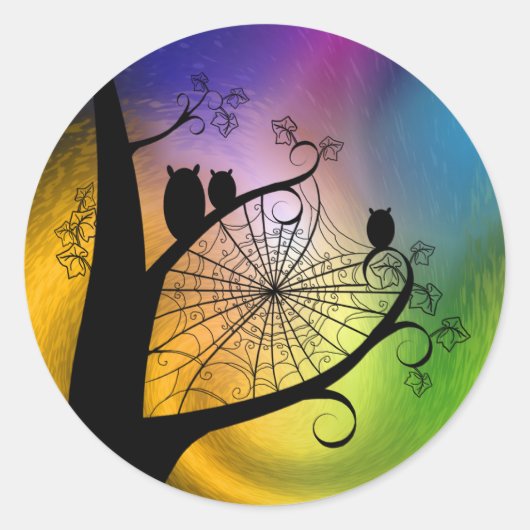 Silhouette of Owls in a Tree Stickers (Voorkant)