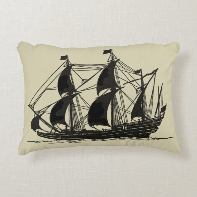 Silhouette of Ship met buigende nagels Accent Kussen (Voorkant)