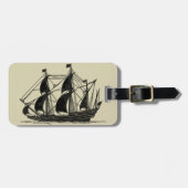 Silhouette of Ship met buigende nagels Bagagelabel (Voorkant horizontaal)