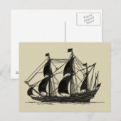 Silhouette of Ship met buigende nagels Briefkaart (Voorkant / Achterkant)