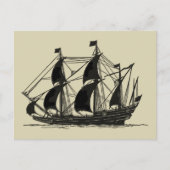 Silhouette of Ship met buigende nagels Briefkaart (Voorkant)