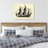 Silhouette of Ship met buigende nagels Canvas Afdruk (Insitu (Slaapkamer))