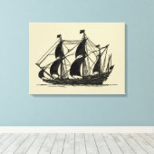 Silhouette of Ship met buigende nagels Canvas Afdruk (Insitu (Houten vloer))