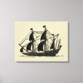 Silhouette of Ship met buigende nagels Canvas Afdruk (Voorkant)