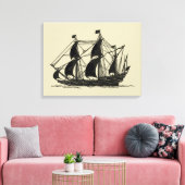 Silhouette of Ship met buigende nagels Canvas Afdruk (Insitu (Woonkamer))