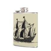 Silhouette of Ship met buigende nagels Heupfles (Links)