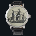 Silhouette of Ship met buigende nagels Horloge<br><div class="desc">Handachtig silhouet van een zeilschip met blaaszeilen. Je kunt zelfs een paar getallen op het dek zien staan,  de voortgang van het schip bewaken of gewoon genieten van het koele zee bries. Iedereen die van het zee houdt,  moet dit stuk kopen!</div>