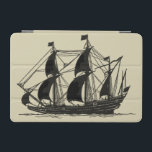 Silhouette of Ship met buigende nagels iPad Mini Cover<br><div class="desc">Handachtig silhouet van een zeilschip met blaaszeilen. Je kunt zelfs een paar getallen op het dek zien staan,  de voortgang van het schip bewaken of gewoon genieten van het koele zee bries. Iedereen die van het zee houdt,  moet dit stuk kopen!</div>