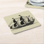 Silhouette of Ship met buigende nagels Kartonnen Onderzetters (Schuin)