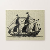 Silhouette of Ship met buigende nagels Legpuzzel (Horizontaal)