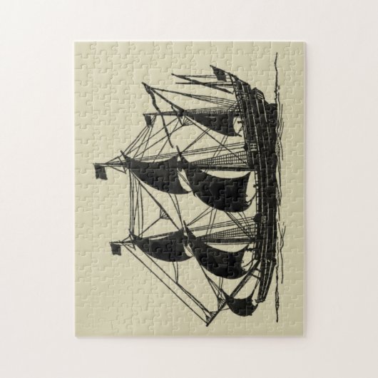 Silhouette of Ship met buigende nagels Legpuzzel (Verticaal)